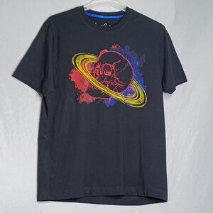 Robert Graham Shirt Mens Large Black Skull/Saturn Ring Short Sleeve Biker Rock